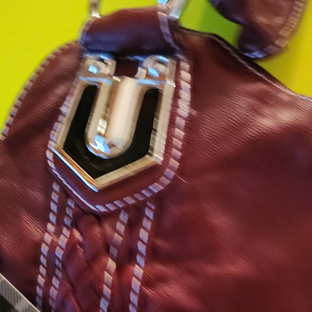 Elegant Brown and Yellow Satchel by Angel Barcelo. - Picture 6 of 10